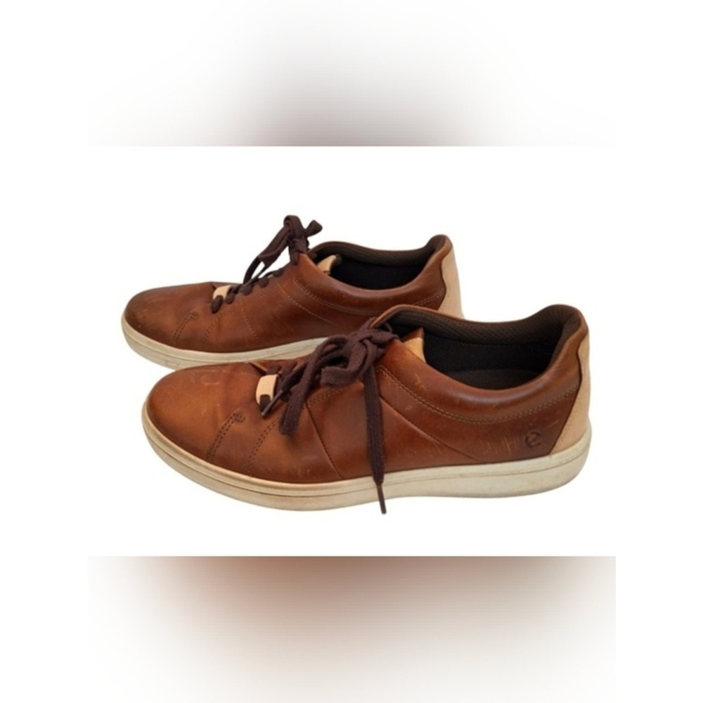 Ecco Soft 7 Leather Men Sneaker Cognac Brown mens US Size 10, EU 44,